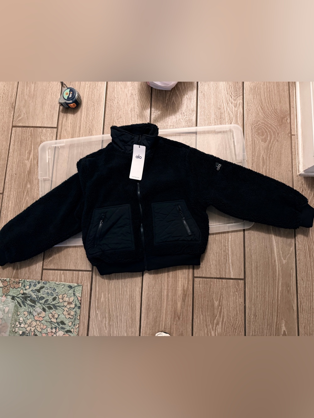 Black Sherpa Zip-Up Jacket